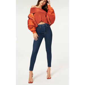 GOOD AMERICAN NWT Always Fits Good Waist Denim Jeans in Blue821 // 00-4